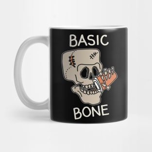 Basic Bone Simple Pleasure, Skull Skeleton Drinking Coffee, Caffeine Addicts Mug